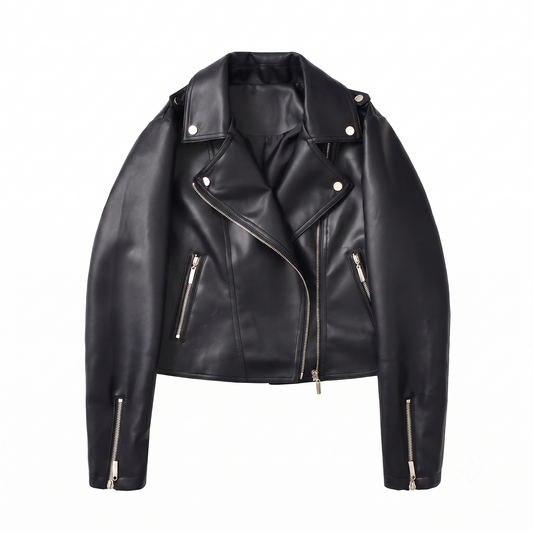Classic Asymmetric Black Leather Moto Jacket