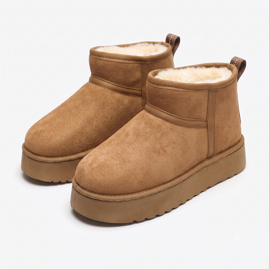 Chestnut Suede Platform Mini Ankle Boots