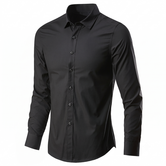 Classic Black Slim Fit Button Down Dress Shirt