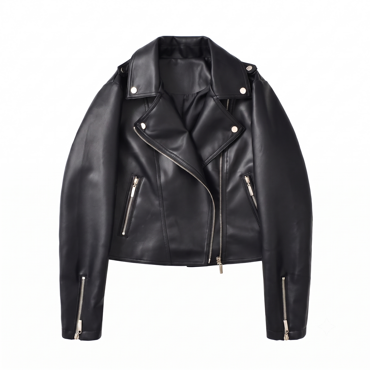 Classic Asymmetric Black Leather Moto Jacket