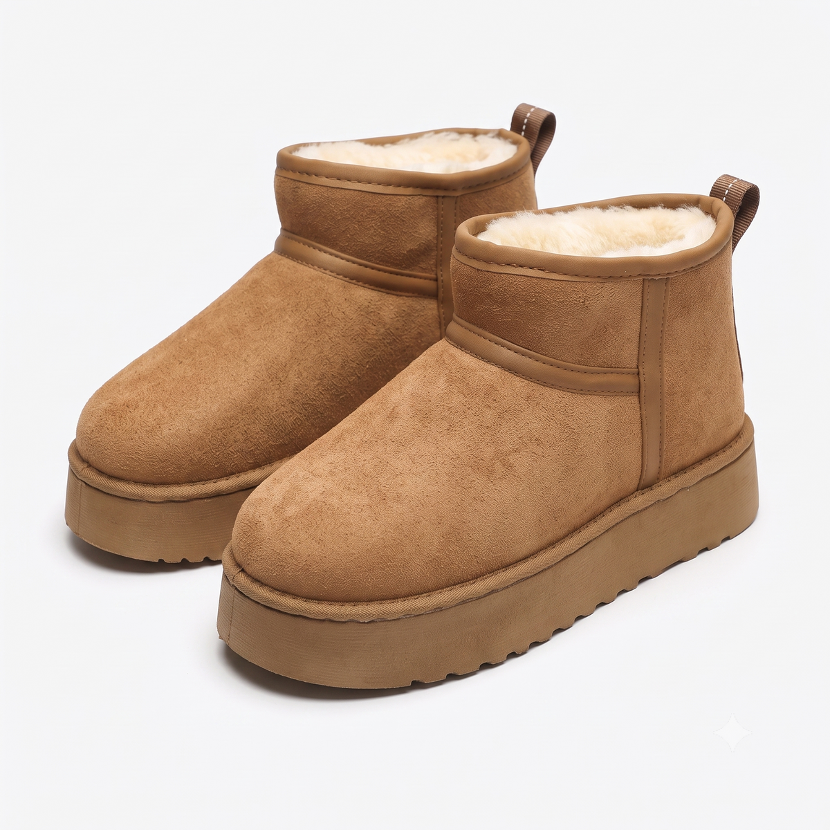 Chestnut Suede Platform Mini Ankle Boots