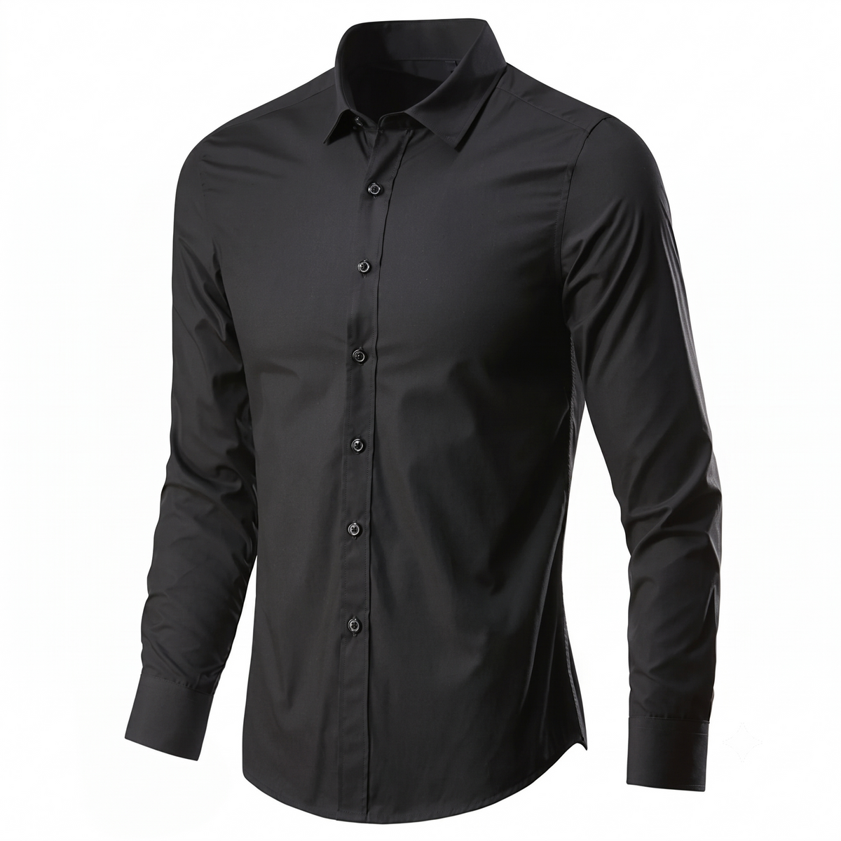 Classic Black Slim Fit Button Down Dress Shirt